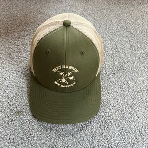 public duck hunter Trucker Hat Mens Olive Feet Hangin We Bangin Duck Snapback